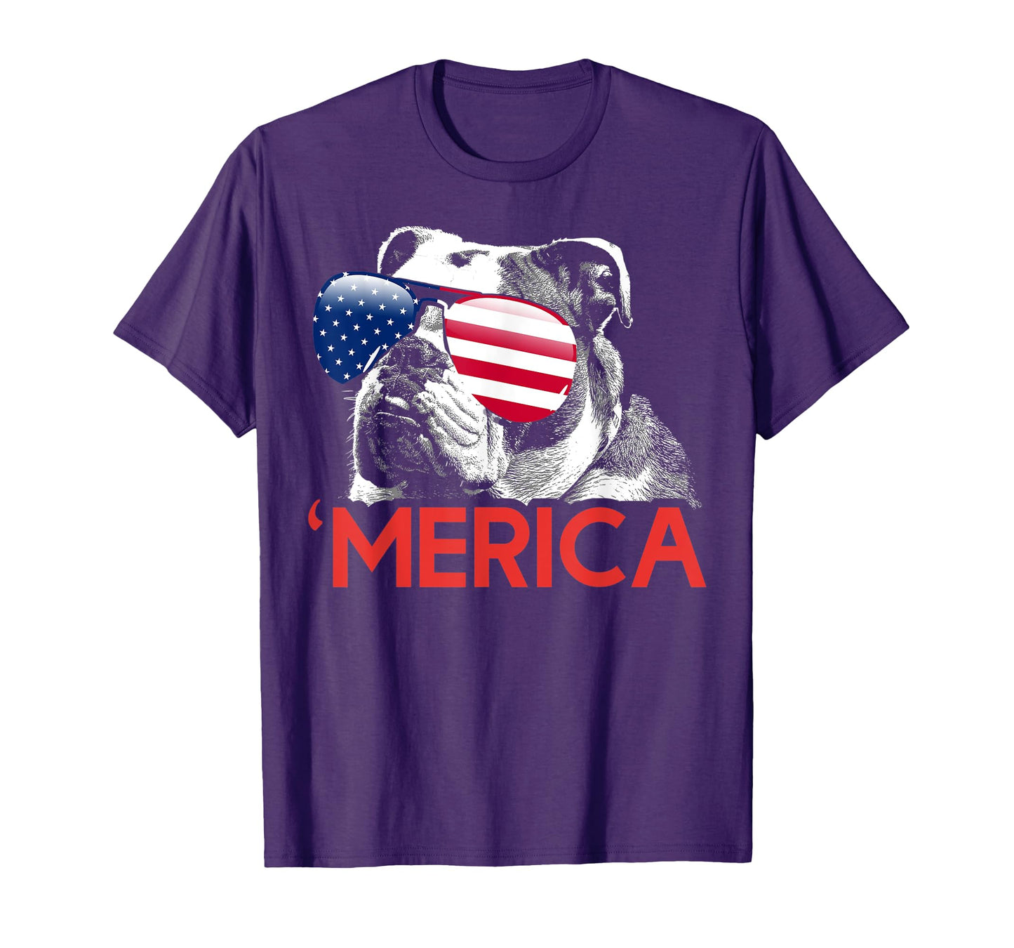Merica Bulldog American Flag 4th of July T-Shirt