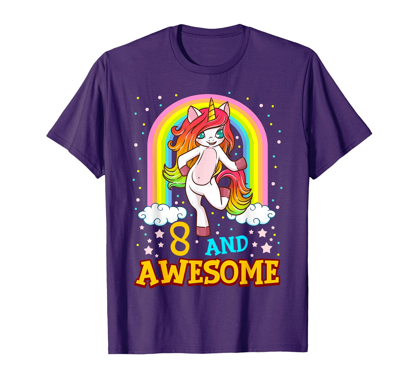 Girls 8th Birthday Unicorn T-Shirt Gift For 8 Year Old Party T-Shirt