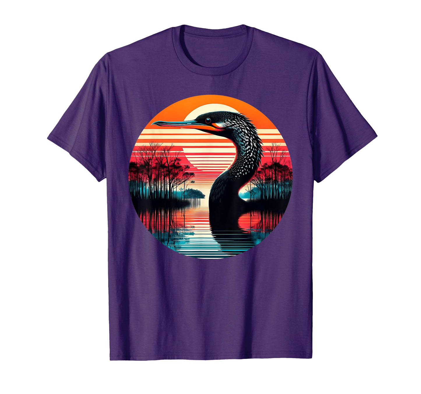 Anhinga Bird Sunset Retro Style Safari Vintage 70s T-Shirt