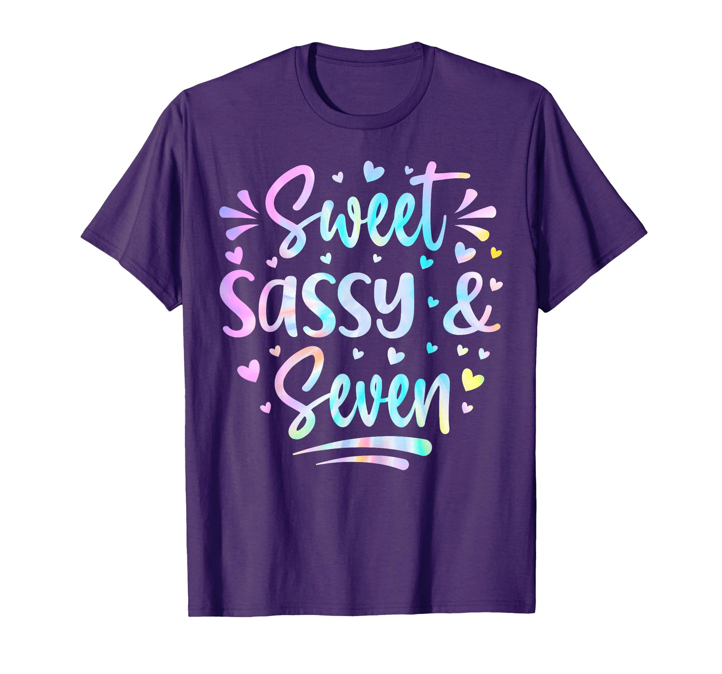 Sweet Sassy and Seven Girls Birthday Tie Dye 7 Year Old Kids T-Shirt