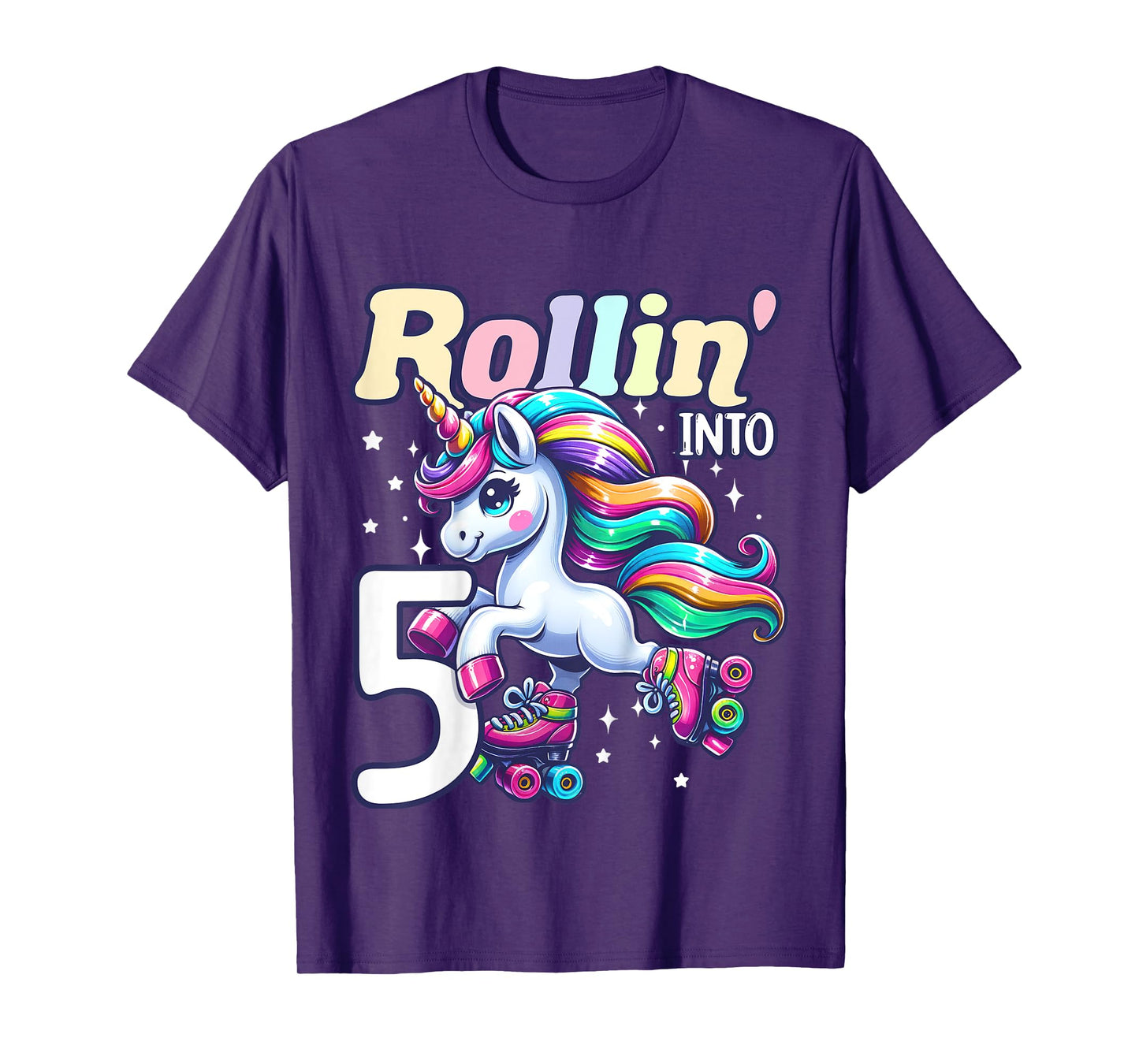 Kids Unicorn Roller Skate 5th Birthday 5 Year Old Party Girls T-Shirt