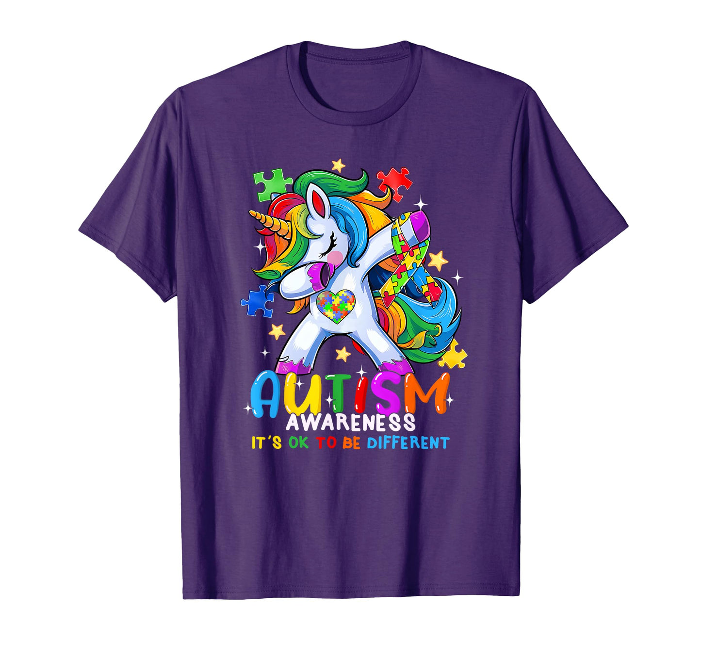 Autism Awareness OK To Be Different Dabbing Unicorn Women T-Shirt