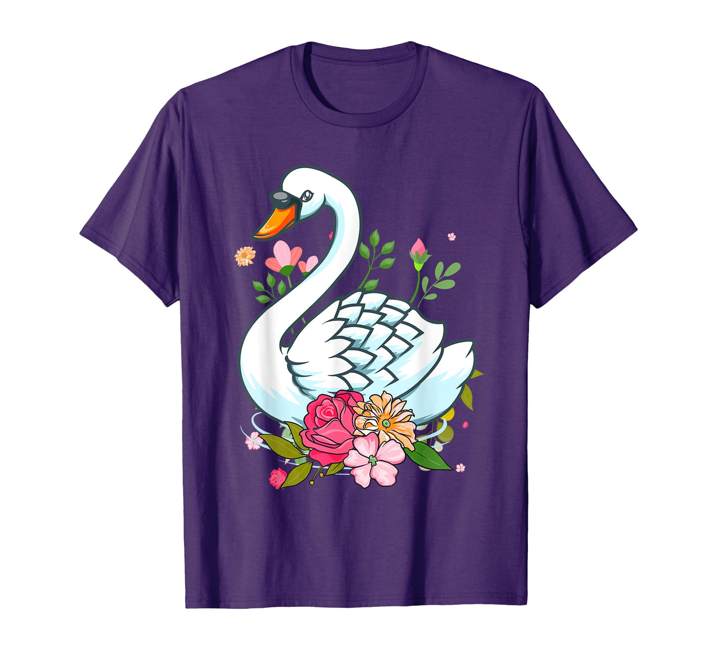 Cool Swan For Women Girls Swans Floral Waterfowl Bird Flower T-Shirt