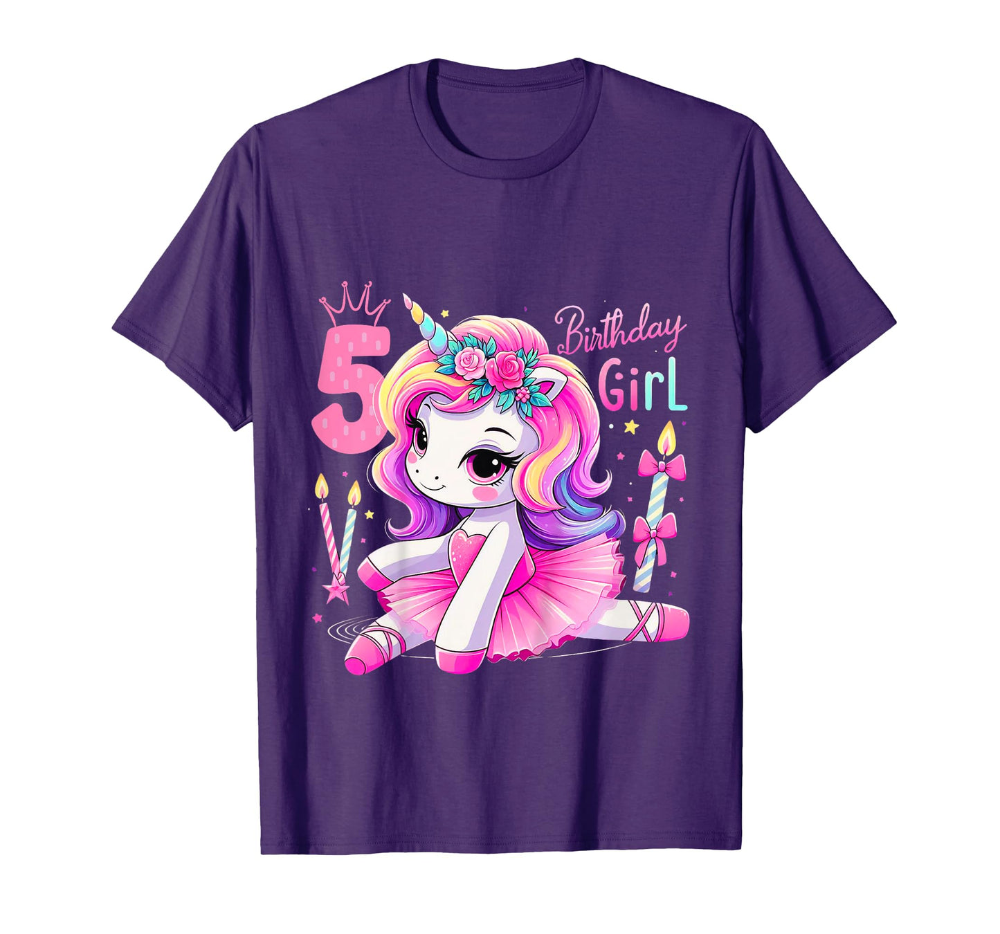 5th Birthday Girl Unicorn Ballet Five 5 Year Old Ballerina T-Shirt