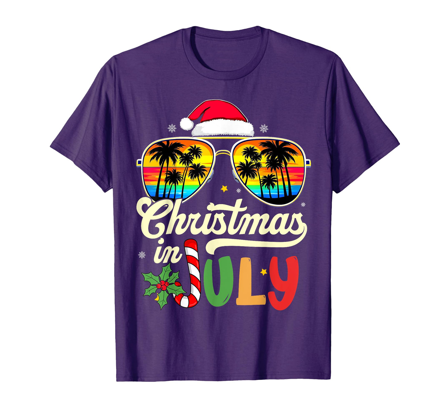 Xmas In July Sunglasses Beach Tropical Summer Vibes Santa T-Shirt