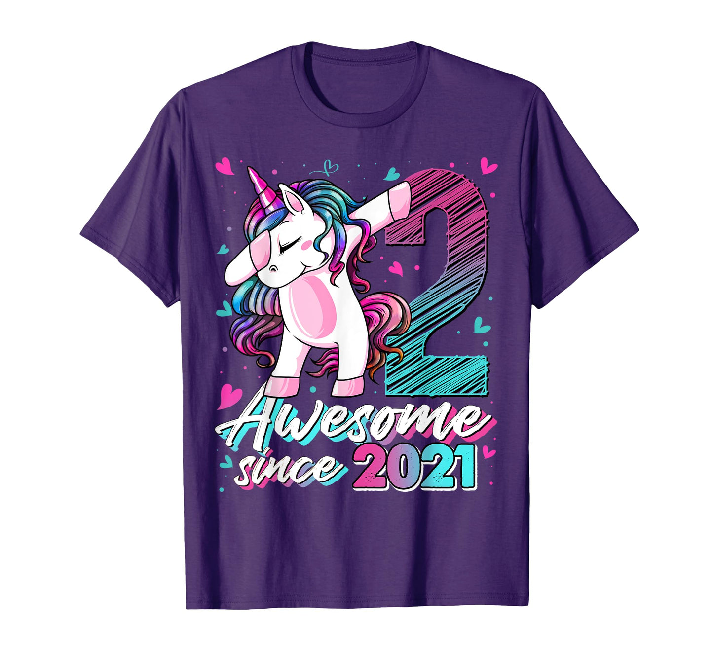 2 Years Old Dabbing Unicorn Gifts 2nd Birthday Girl Party T-Shirt