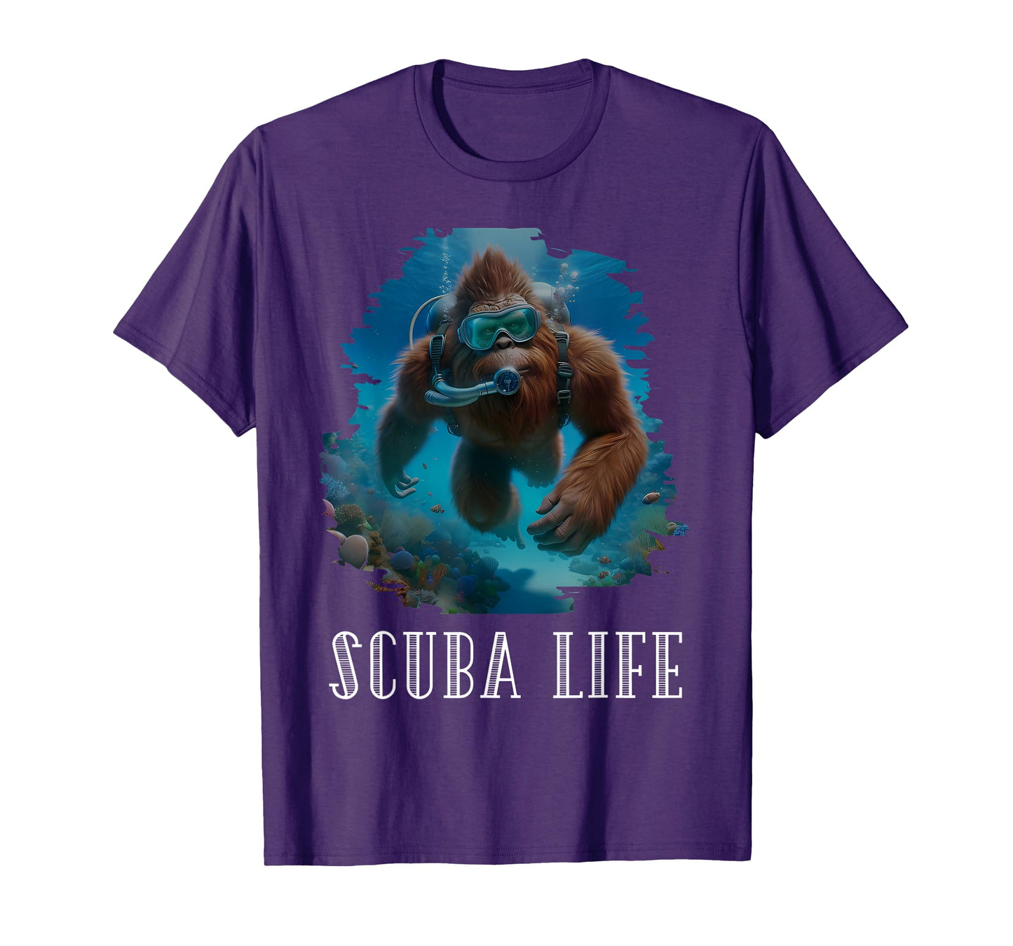 Funny Bigfoot Scuba Diving Scuba Diver Sasquatch Hawaiian T-Shirt