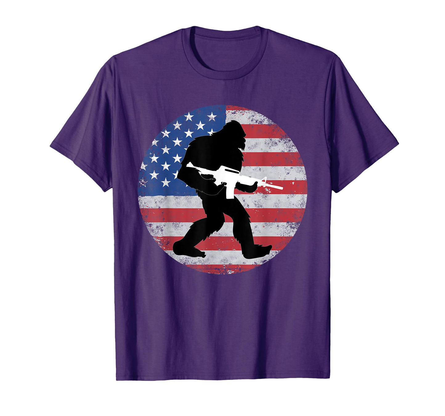 Bigfoot Gun Owner Tee US American Flag Sasquatch AR15 Rifle T-Shirt for Women Men
