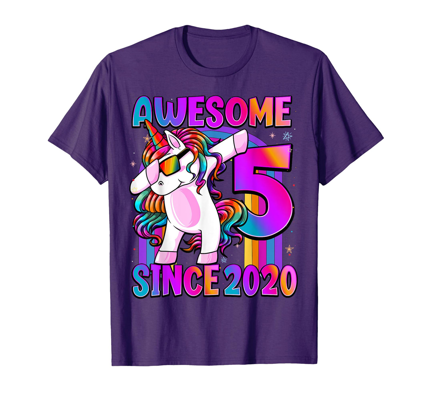 Dabbing Unicorn 5 Year Old 5th Birthday Girl Unicorn Party T-Shirt