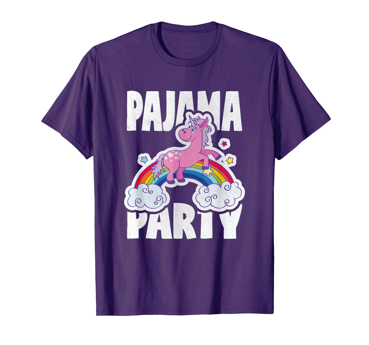 Pajama Party Retro Cute Unicorn Rainbow Bed Time PJ T-Shirt