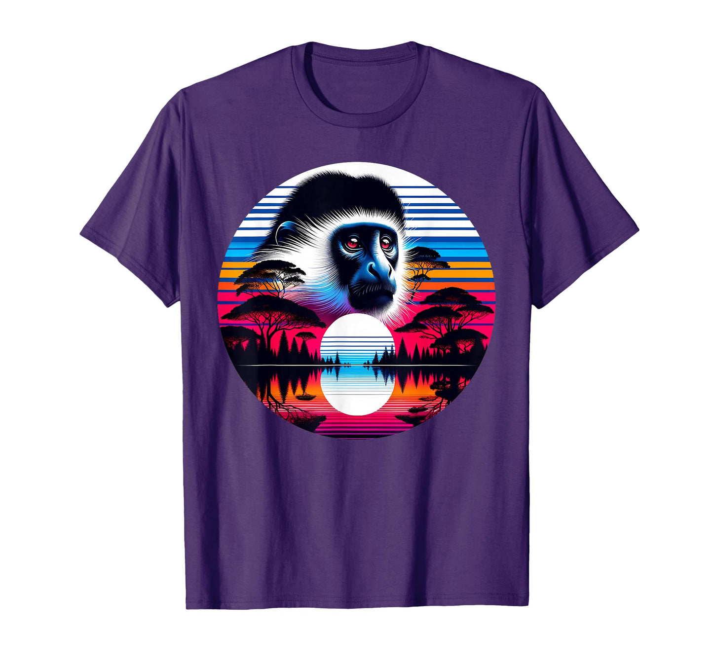 Colobus Monkey Sunset Retro Style Safari Vintage 70s T-Shirt