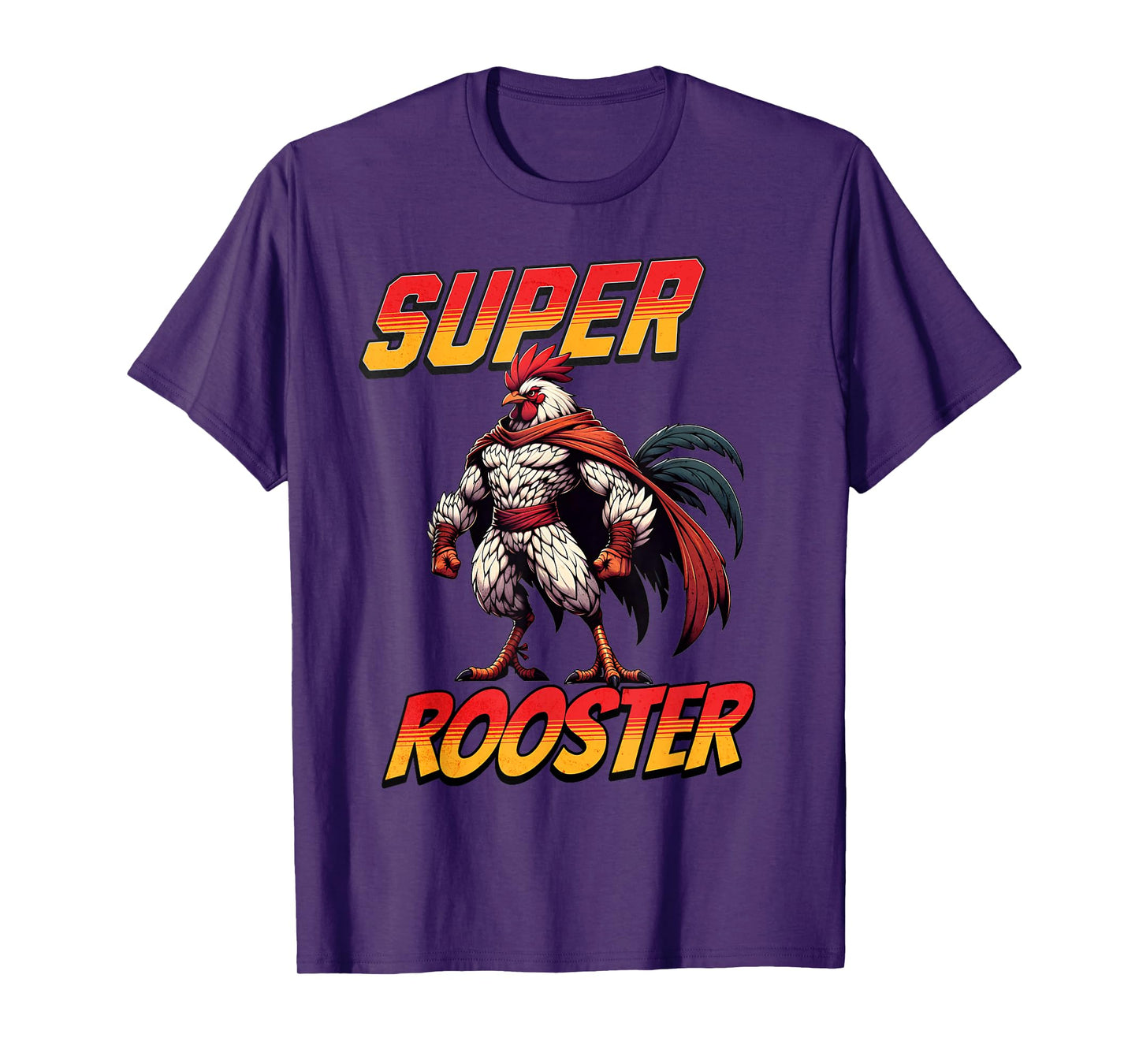 Super Rooster Hero Brave Chicken Daddy Funny Farm Design T-Shirt