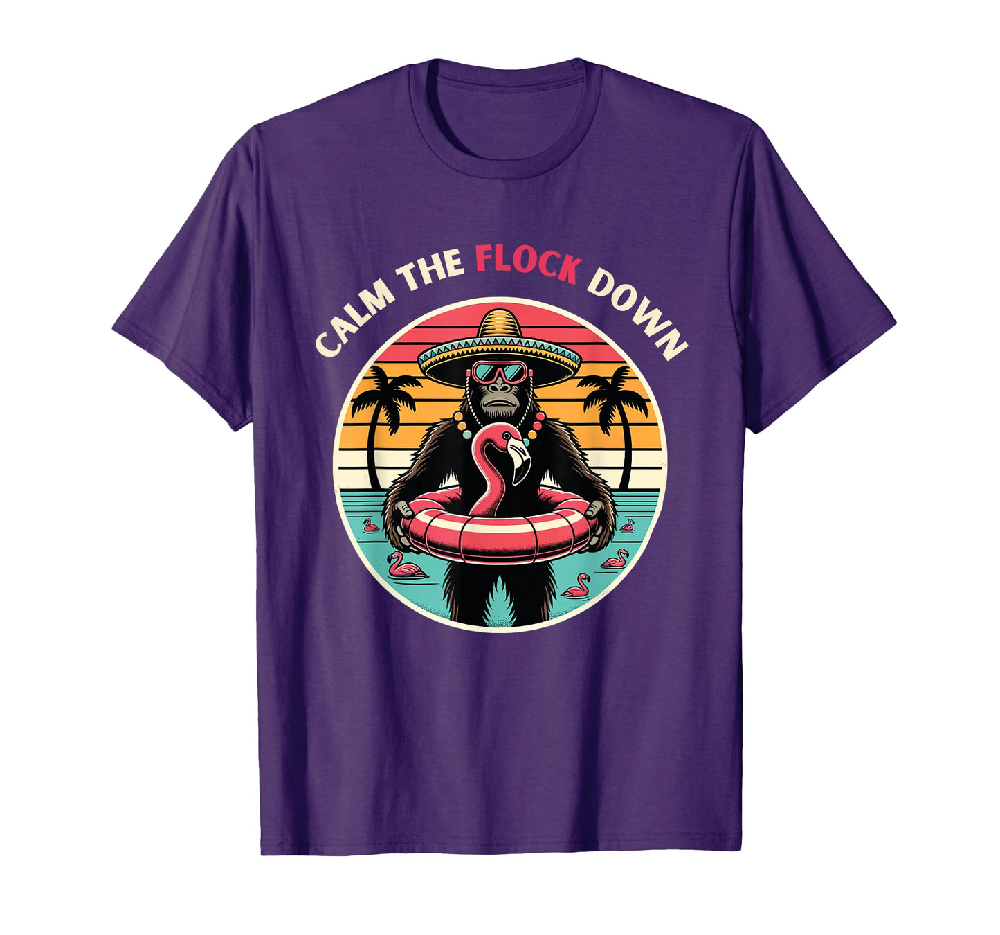 Bigfoot Sasquatch Flamingo pool party T-Shirt