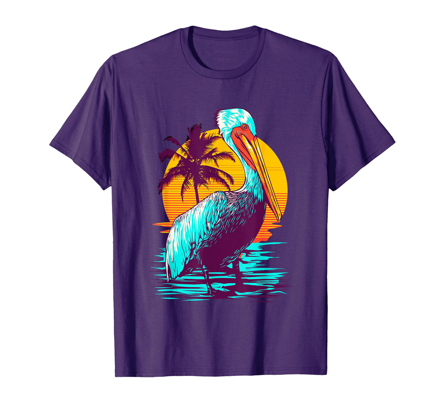 Bird Wildlife Animal Beautiful Nature Vintage Tropical Animal Print Pelican Graphic Tee T-Shirt - Black, Small, Unisex, Classic Fit, Short Sleeve, Cotton 60% Polyester 40%