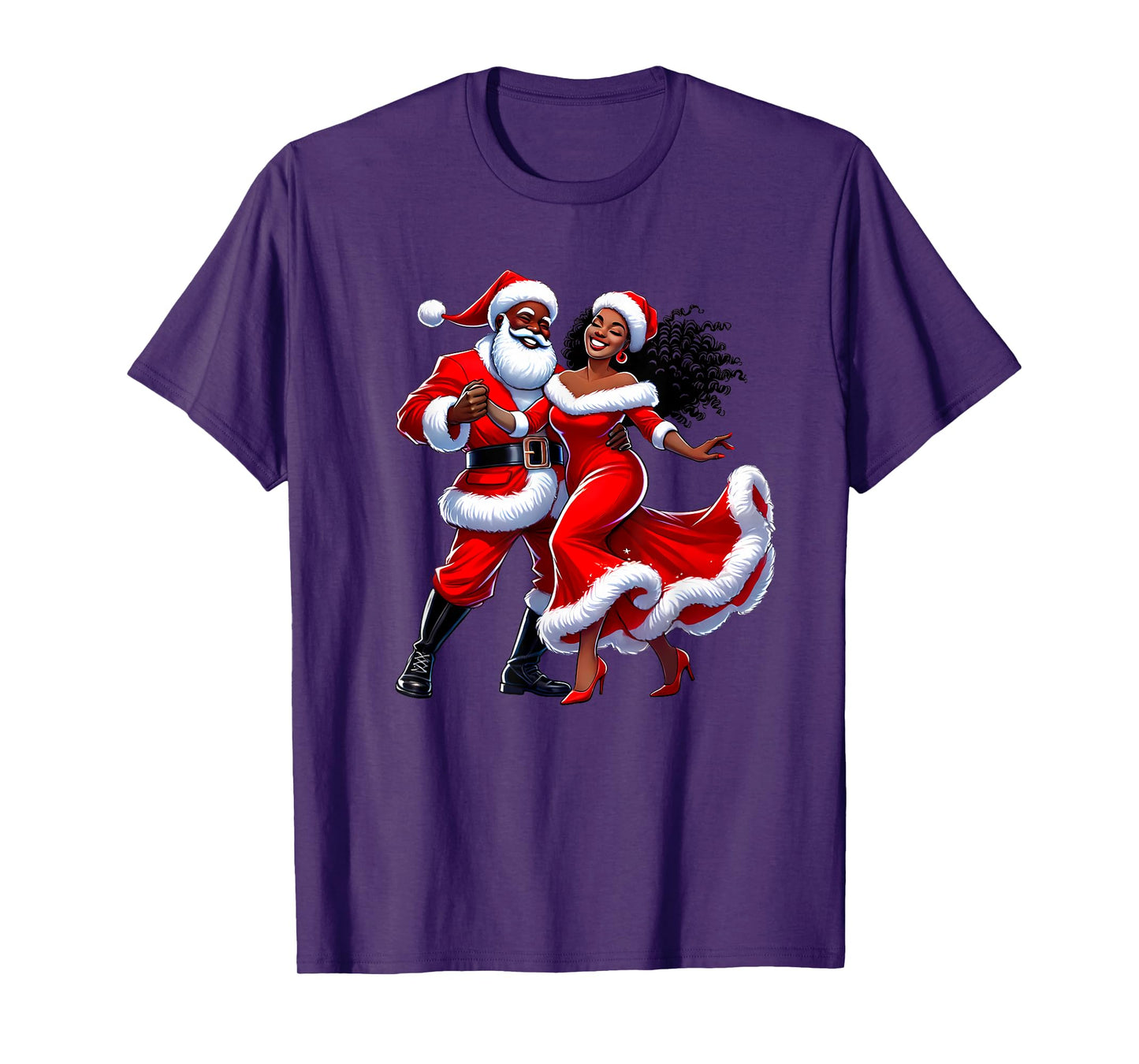 Christmas African Santa Mrs Claus Dancing African American T-Shirt