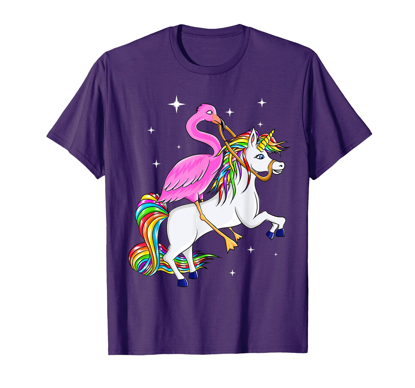 Flamingo Riding Unicorn Pink Flamingo Gift Kids Women T-Shirt