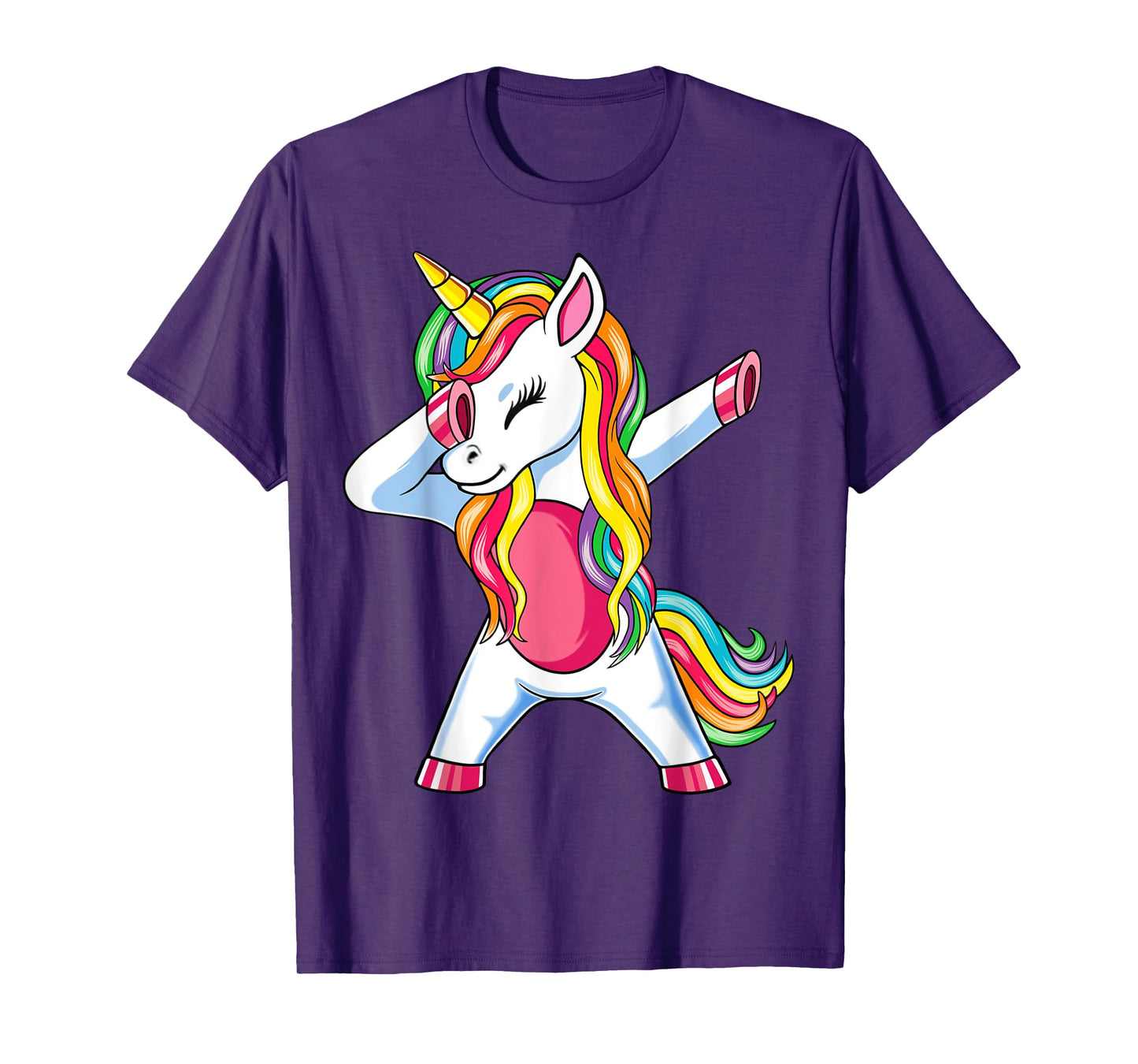 Dabbing Unicorn T-Shirt Girls Kids Women Rainbow Unicorns T-Shirt