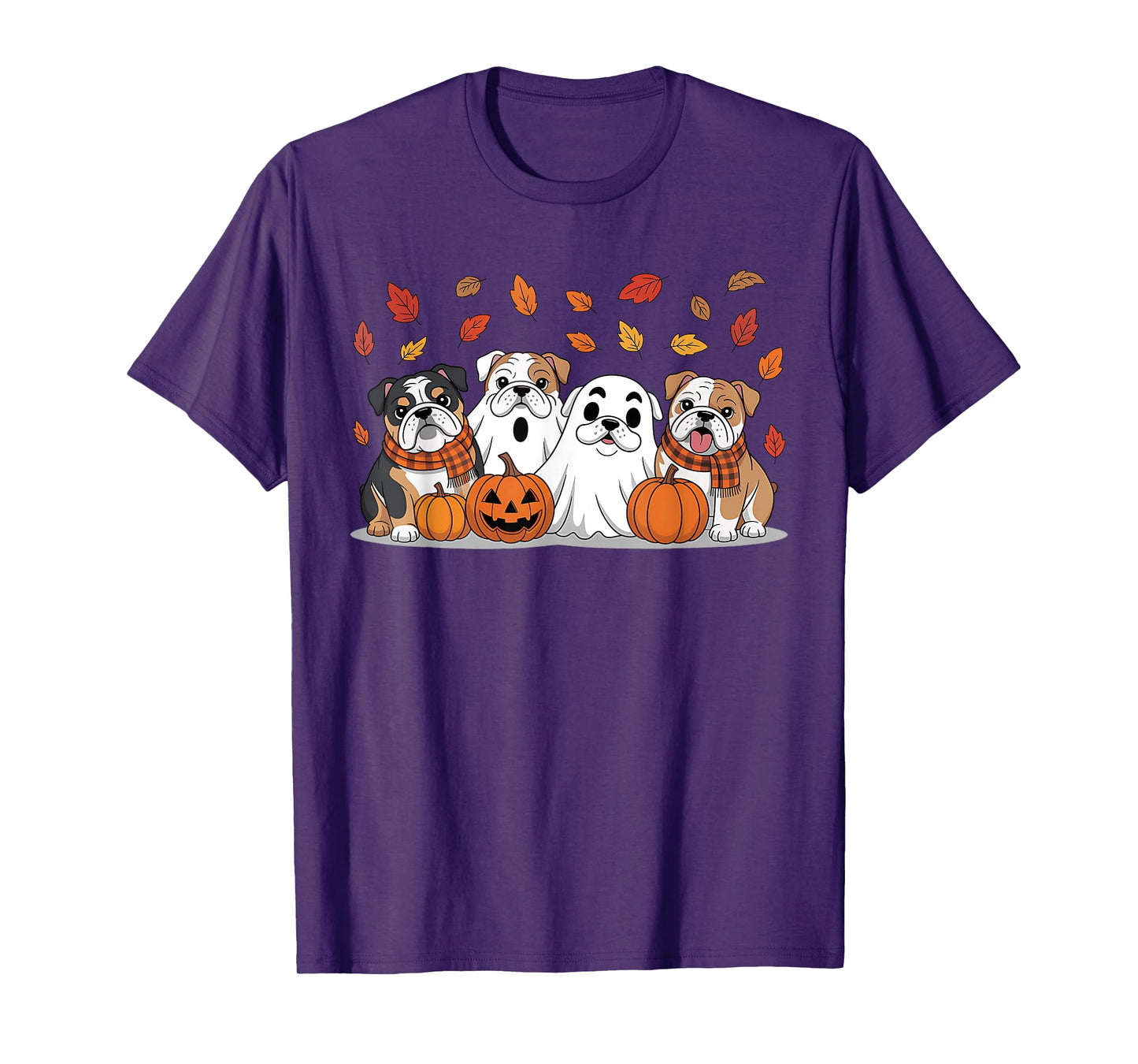 English Bulldog Ghost Fall Autumn Thanksgiving Halloween T-Shirt