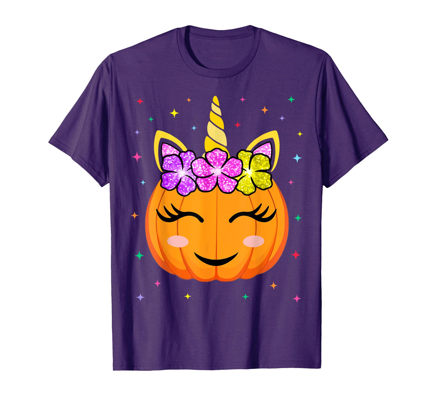 Cute Unicorn Pumpkin Girls Kids Funny Halloween Costume T-Shirt