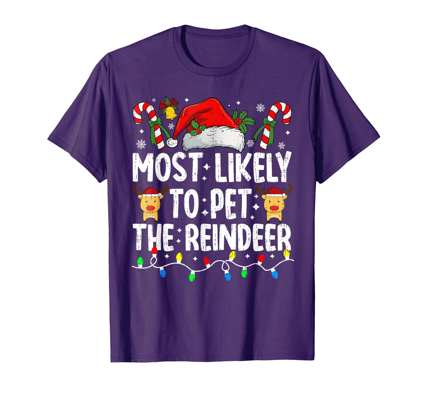 Most Likely To Pet The Reindeer Family Matching Christmas T-Shirt