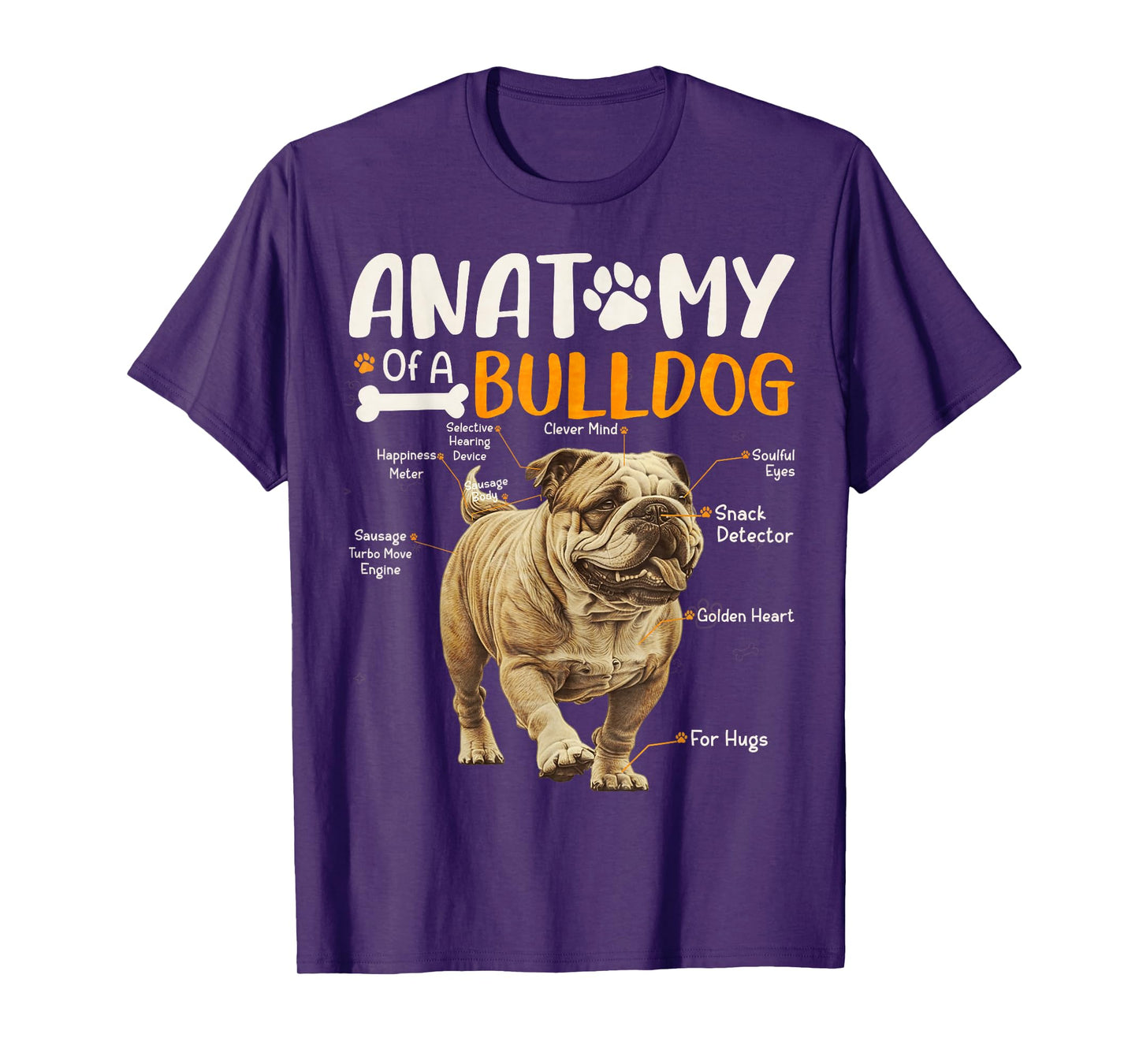Vintage Anatomy Of A Bulldog Dog Funny Puppy Pet Lover T-Shirt