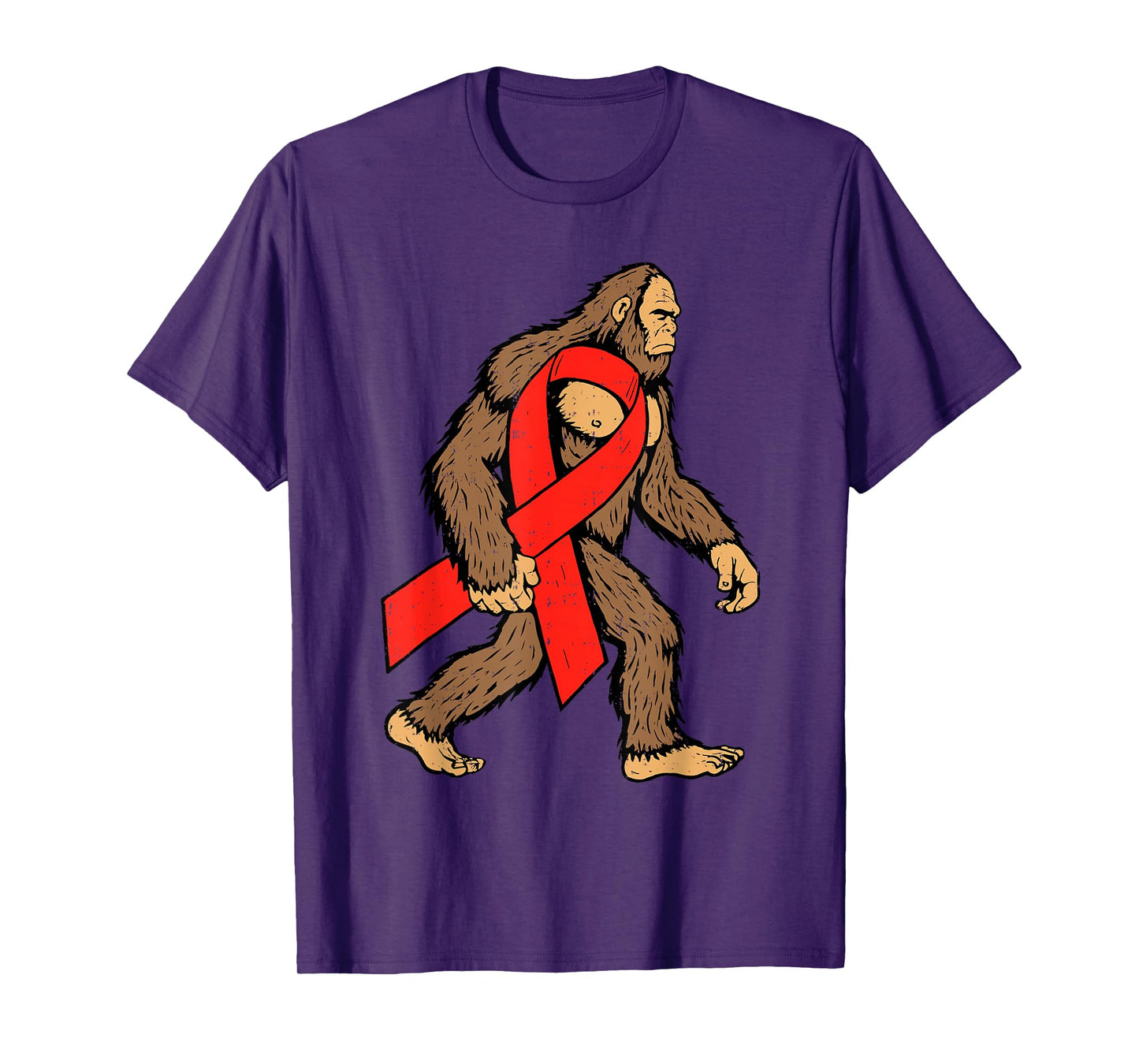 Blood Cancer Awareness Bigfoot Ribbon Red Support Men Boy T-Shirt