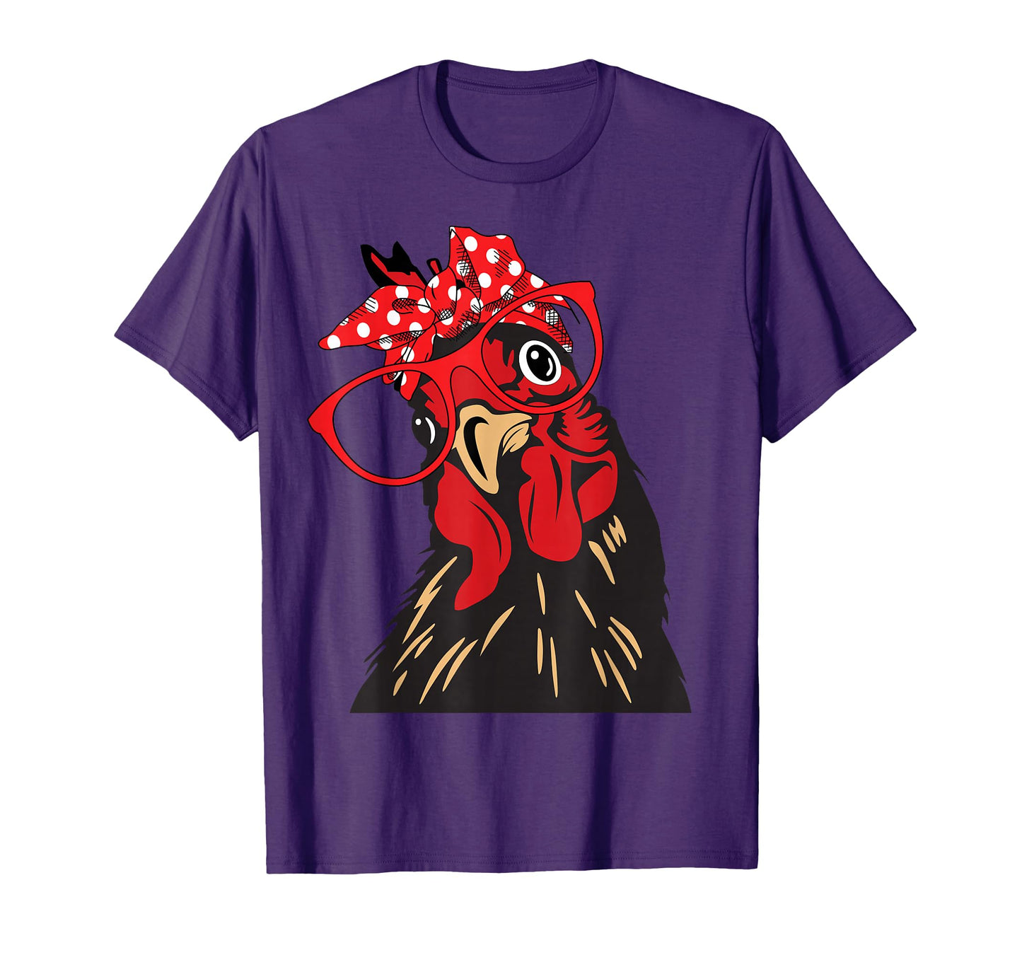 cute Women Girl Chicken With Bandana Headband and Glasses T-Shirt