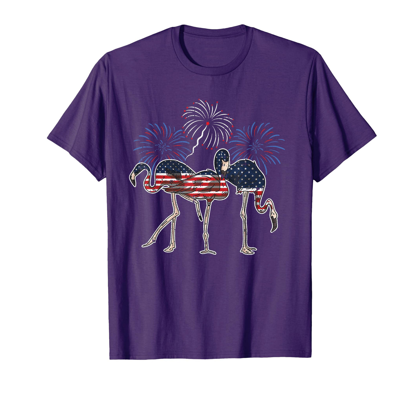 Flamingo American Flag 4th Of July Cute Animal Patriotic T-Shirt