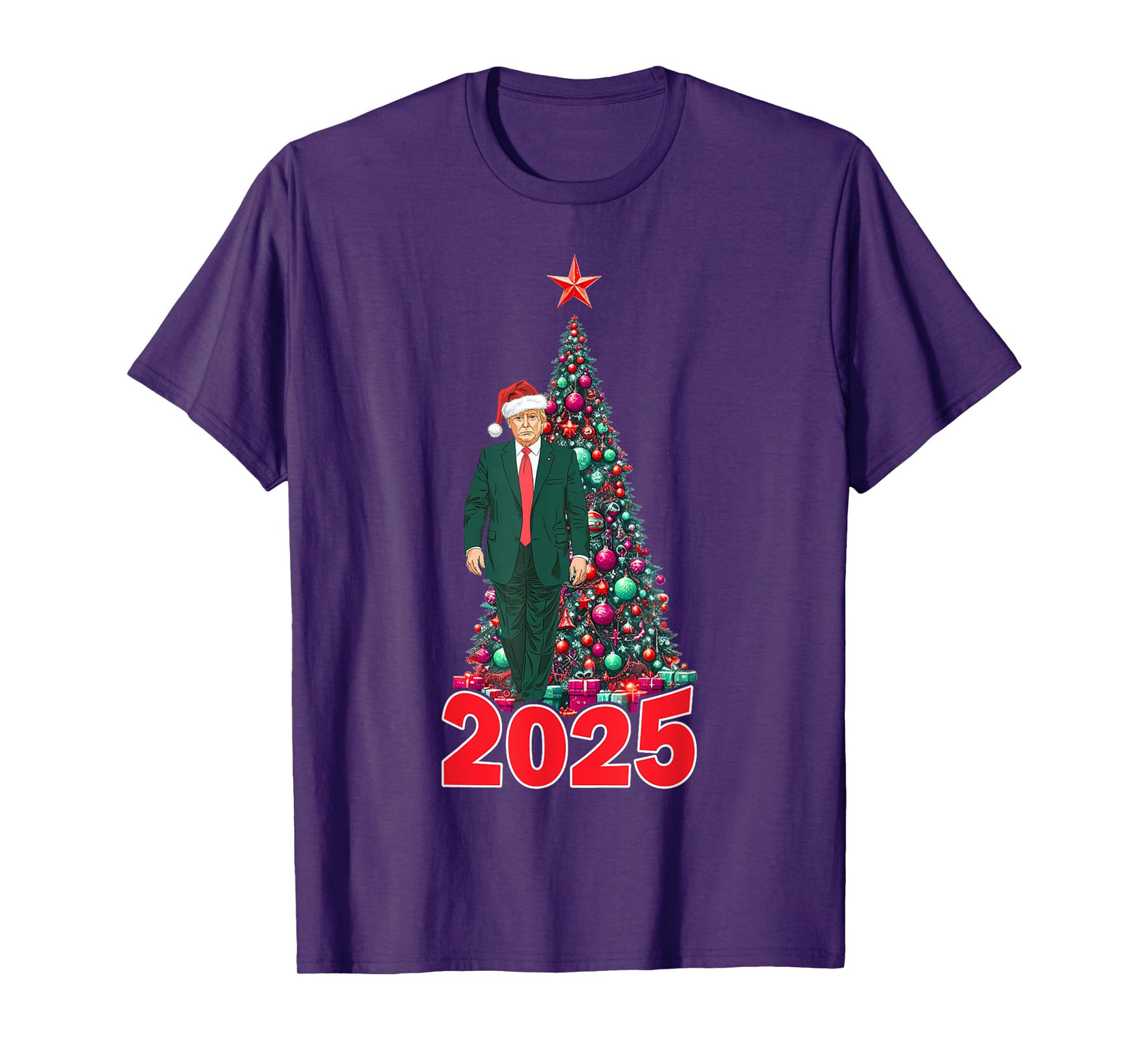 Funny Christmas Trump Santa 2025 Meme Xmas Tree Patriotic T-Shirt