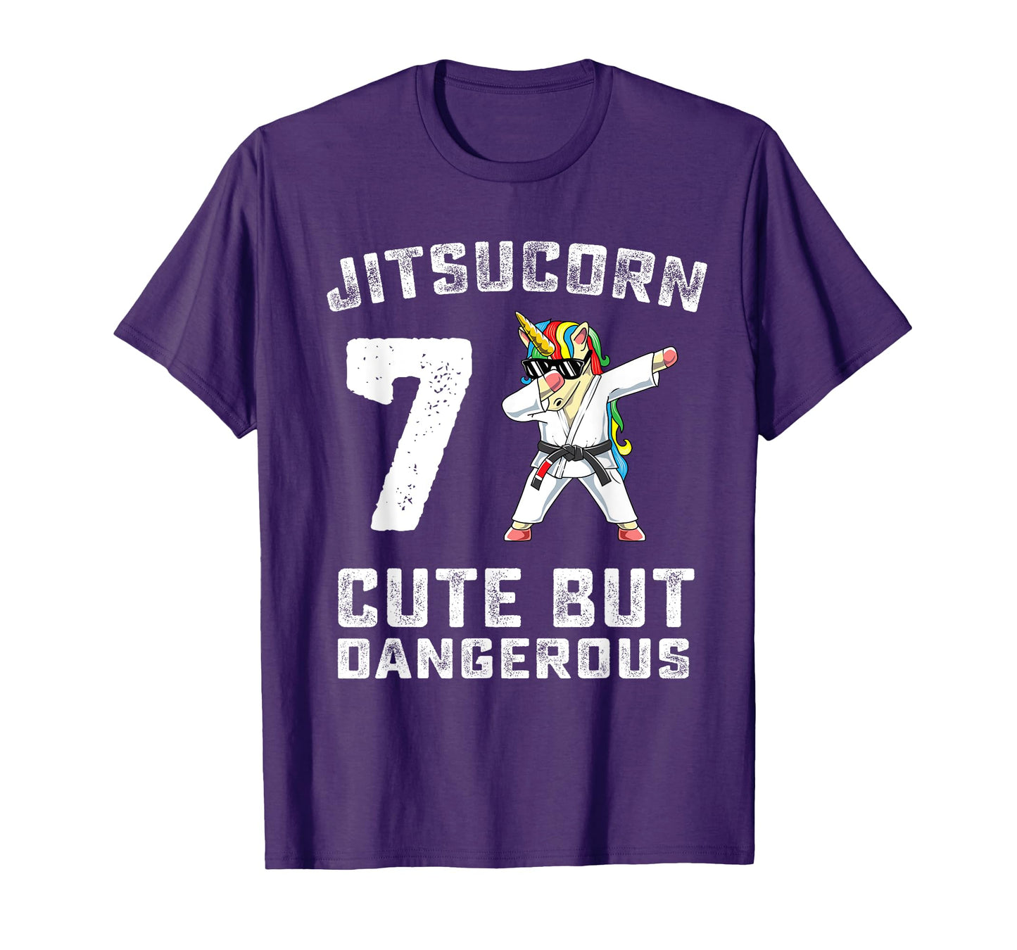 7 Year Old Jiu Jitsu Birthday Gift BJJ Dabbing Unicorn Girl T-Shirt