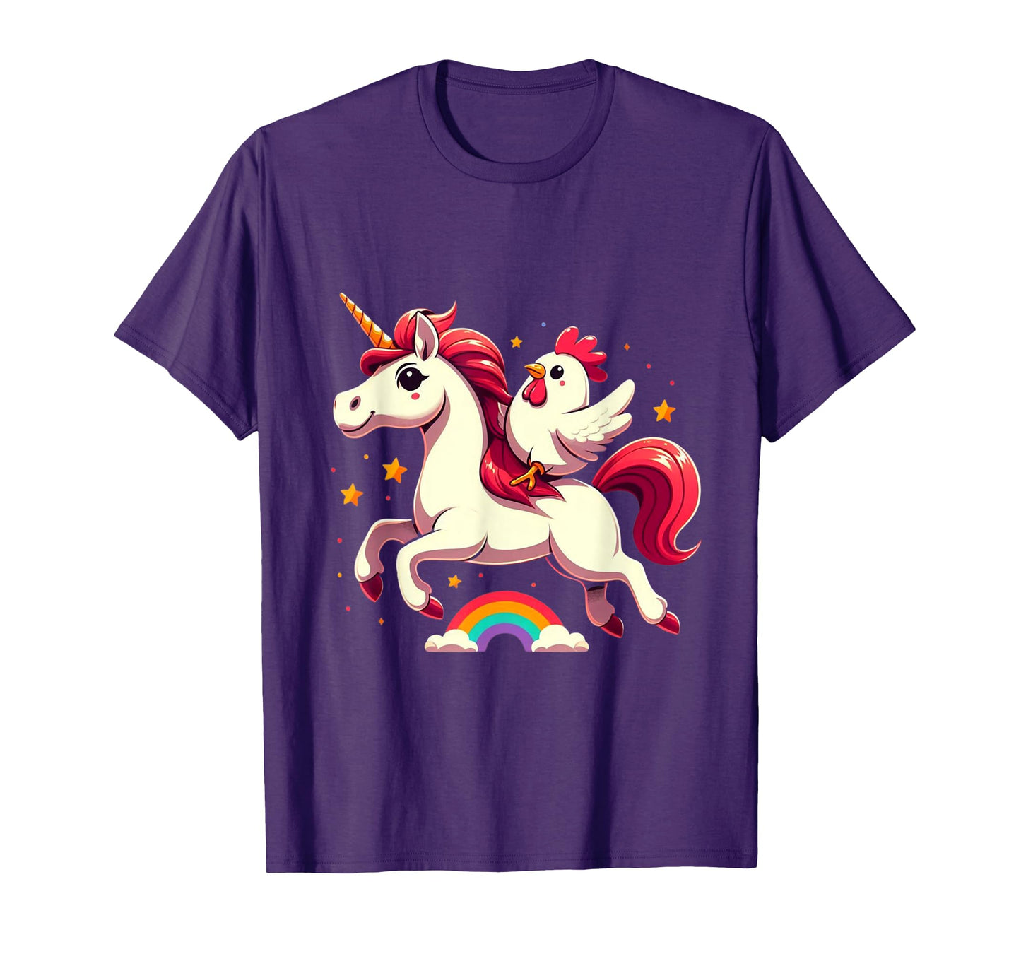 Chicken Riding A Unicorn Boys Girls Men Women Kids Adults T-Shirt