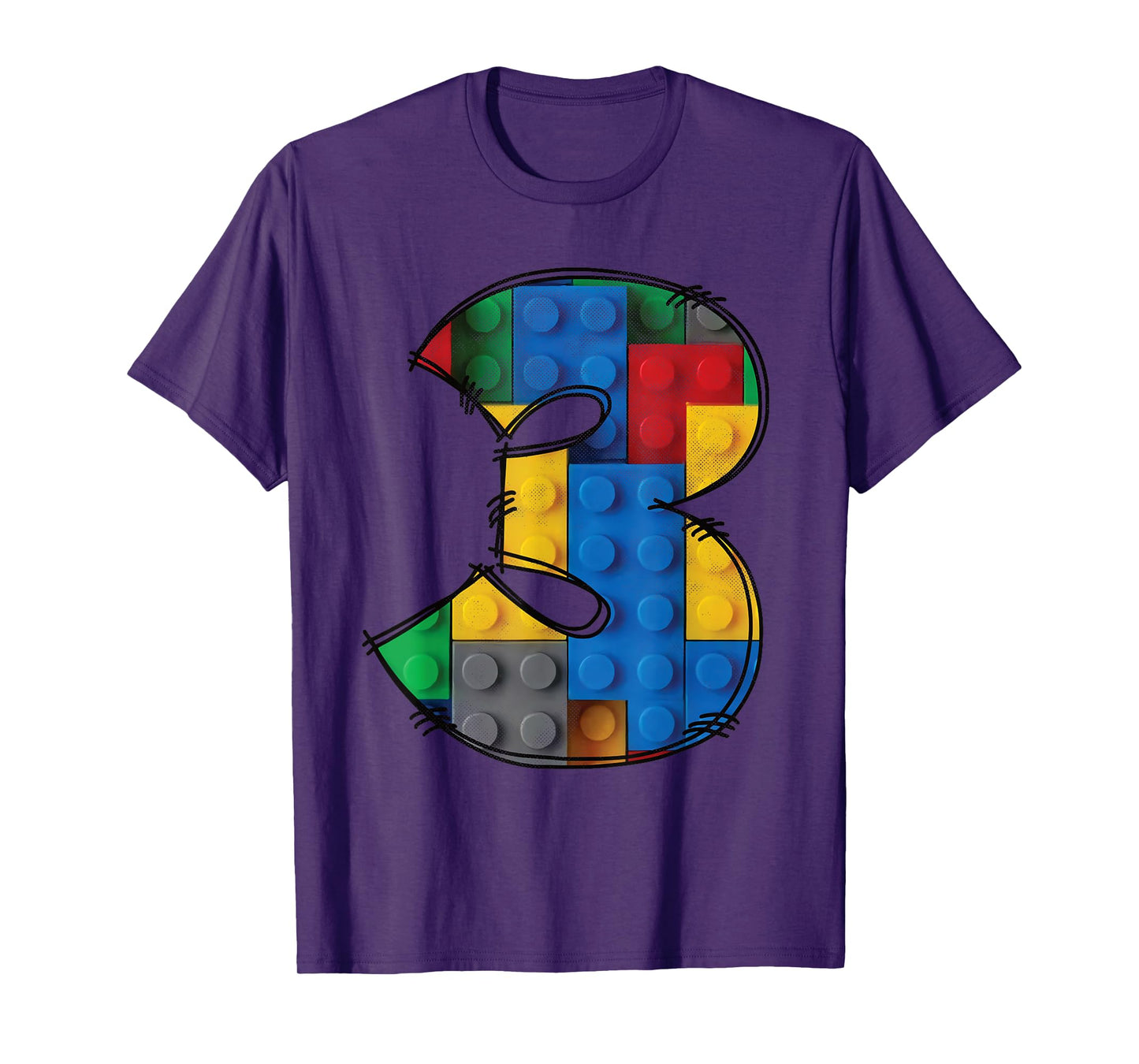 3 Years Old Blocks Building 3rd Birthday Kid Master Builder T-Shirt