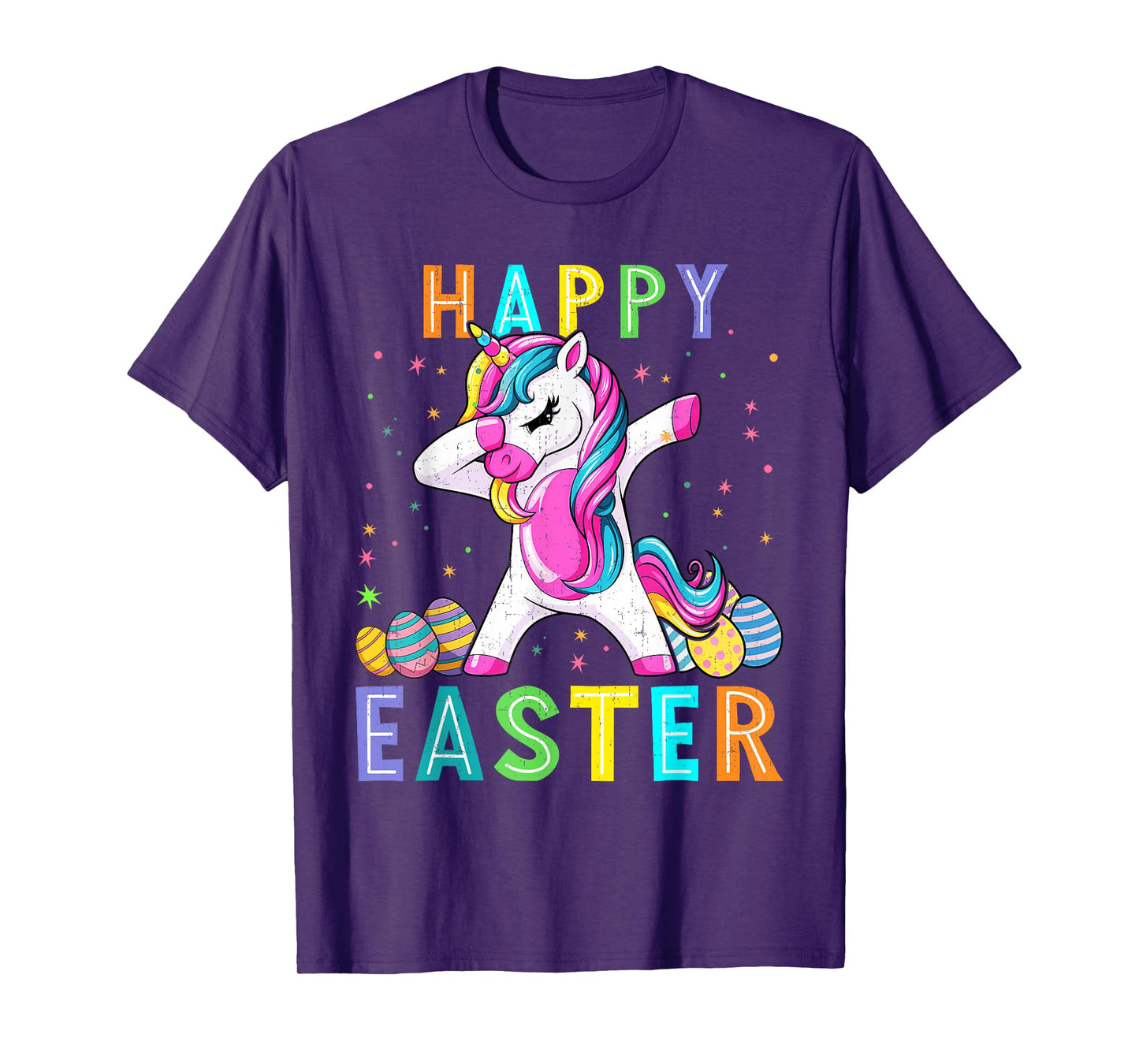 Happy Easter Unicorn Dabbing Easter Eggs Toddler Kids Girls T-Shirt