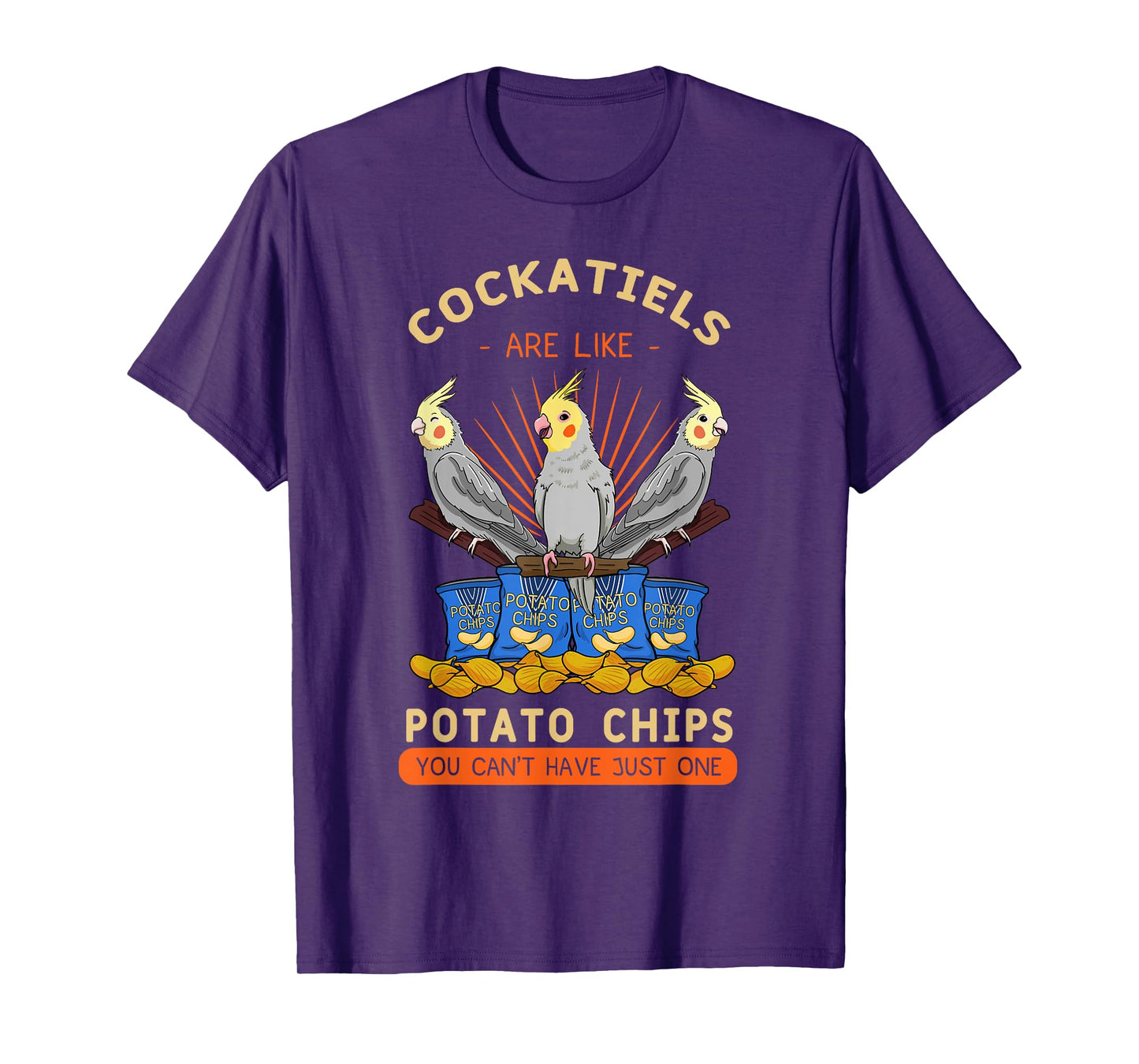 Cockatiel Potato Chips Cockatoo Lutino Parrot Quarrion Tiel T-Shirt, Black, Small
