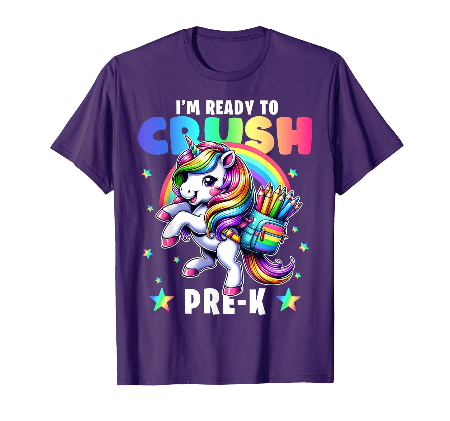 Crush Pre-K Girls Back to School Unicorn First Day Preschool T-Shirt