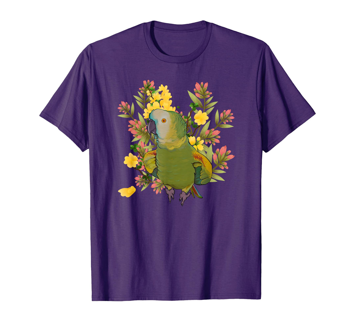 Colorful Floral Playful Blue Fronted Amazon Parrot Lovers T-Shirt