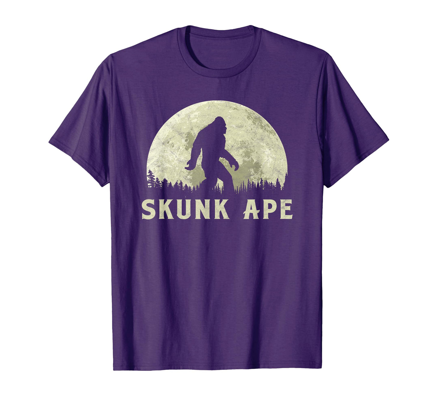 Skunk Ape! Bigfoot Moon Silhouette Retro T-Shirt - Believe! T-Shirt