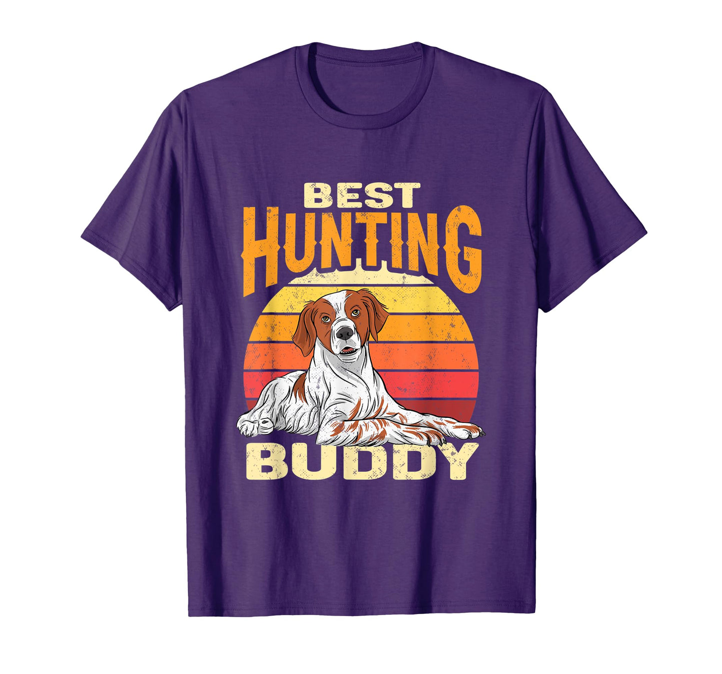 Brittany Spaniel Retro Best Hunting Buddy Brittany Dog T-Shirt for Men Women