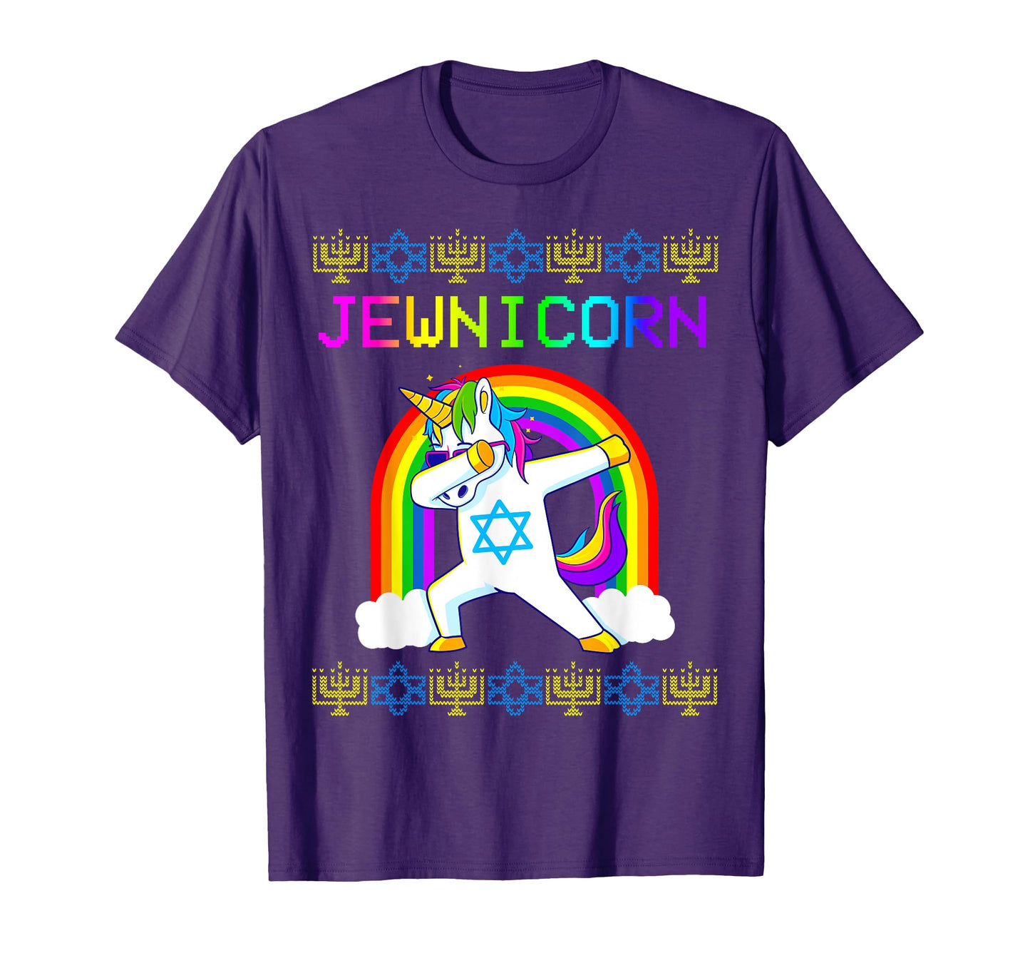 Jewnicorn Ugly Hanukkah Sweater Dabbing Unicorn Chanukah T-Shirt