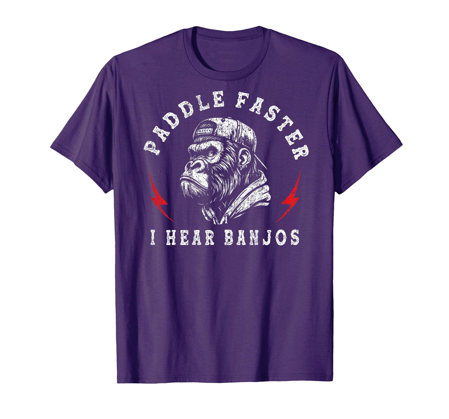 Paddle Faster I Hear Banjos Funny Monkey (On Back) T-Shirt