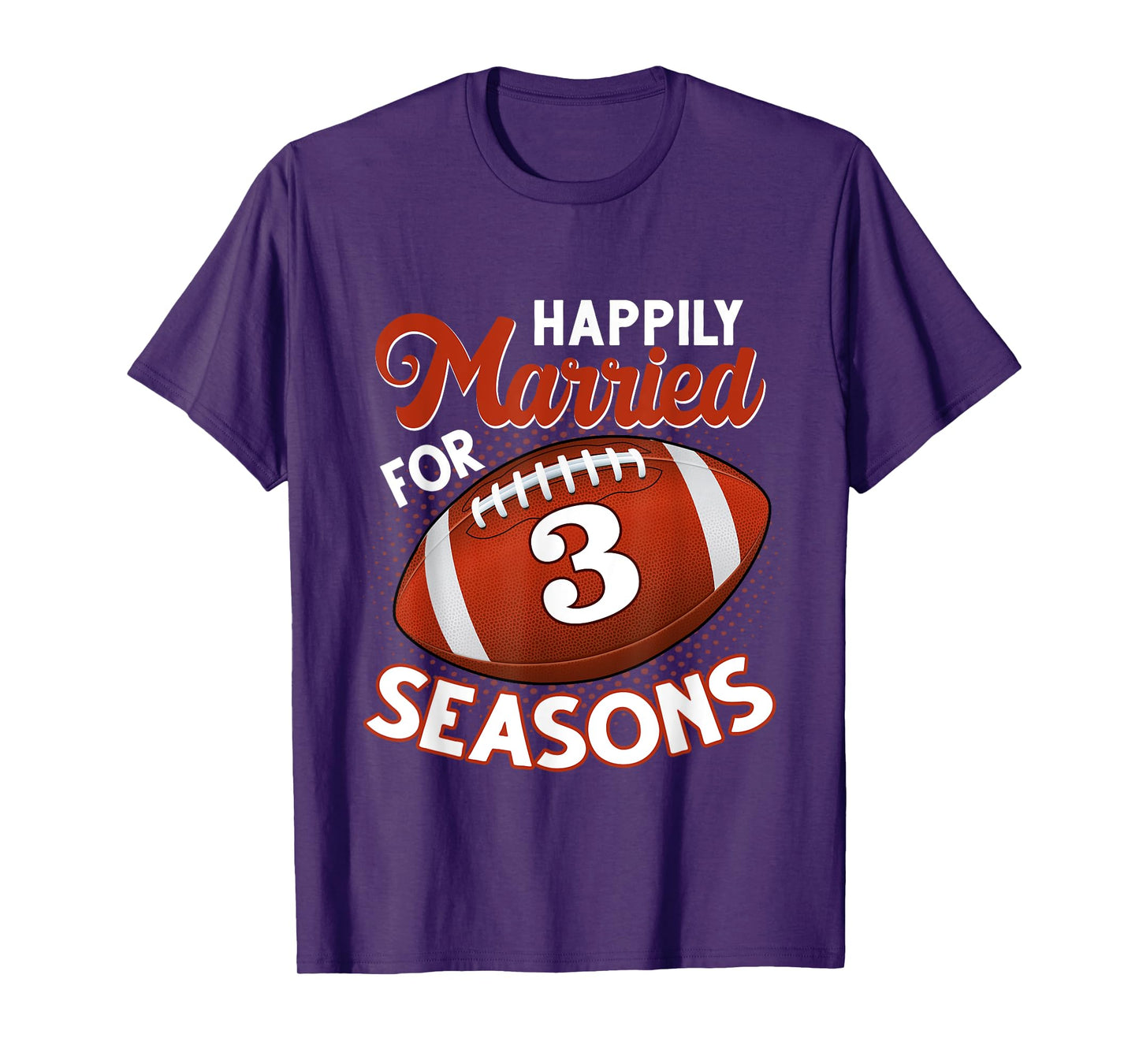 3 Years Marriage 3rd anniversary Gift for Football Couple T-Shirt