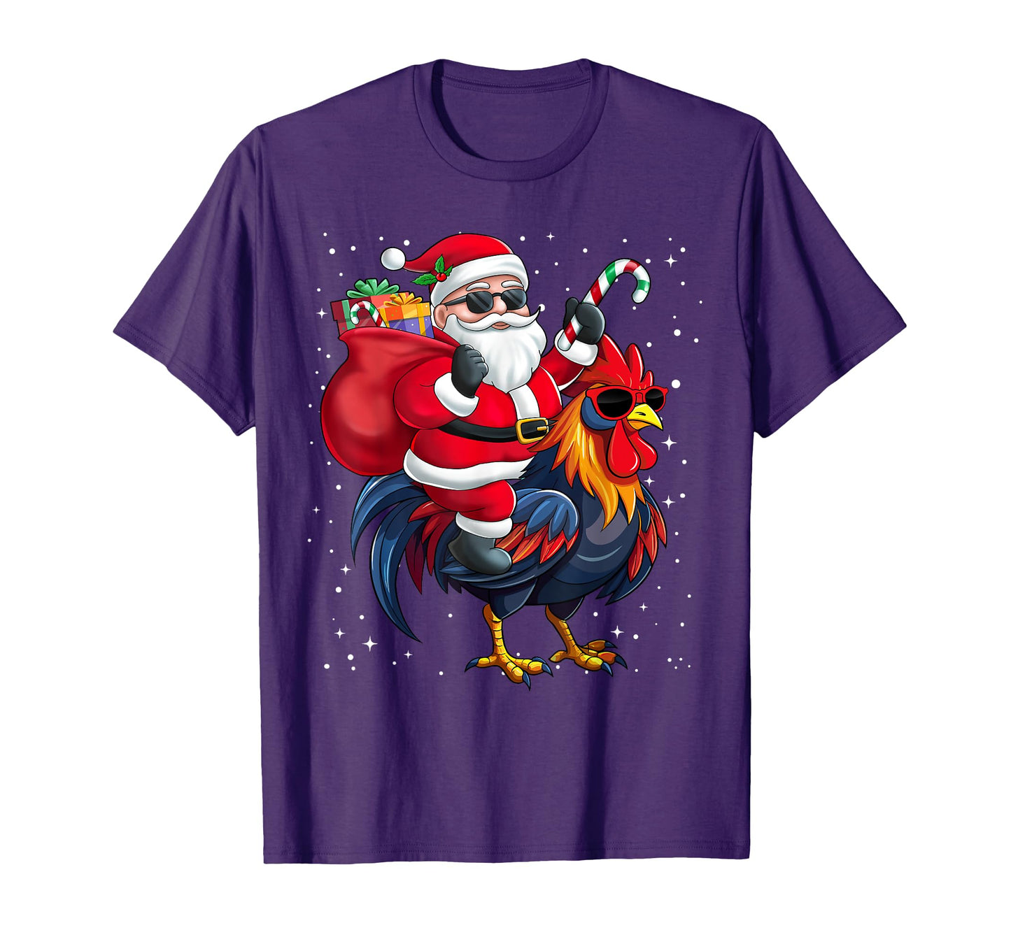 Santa Claus Riding A Chicken Christmas Boy Girl Kids T-Shirt