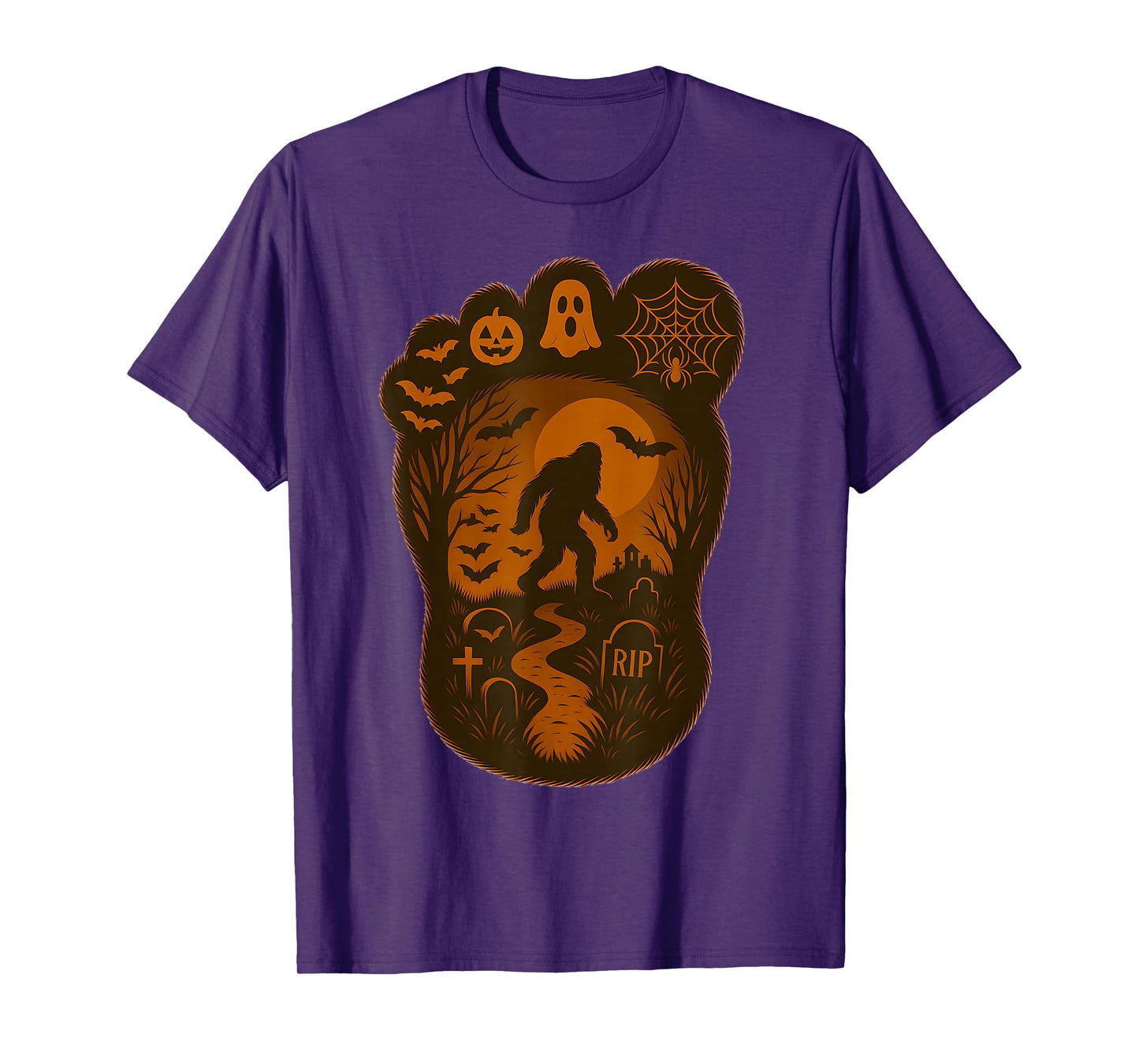 Bigfoot Foot Print Halloween Spooky Sasquatch Men's Women's T-Shirt
