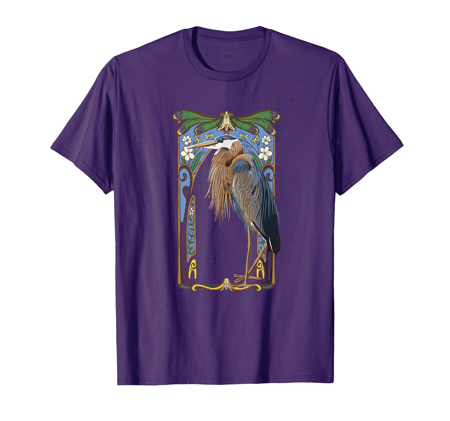 Wild Bird of Women Crane Art Nouveau Illustration T-Shirt