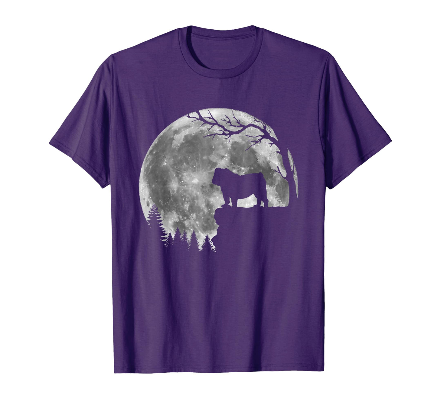 English Bulldog Moon Silhouette Funny Lazy Halloween Costume T-Shirt