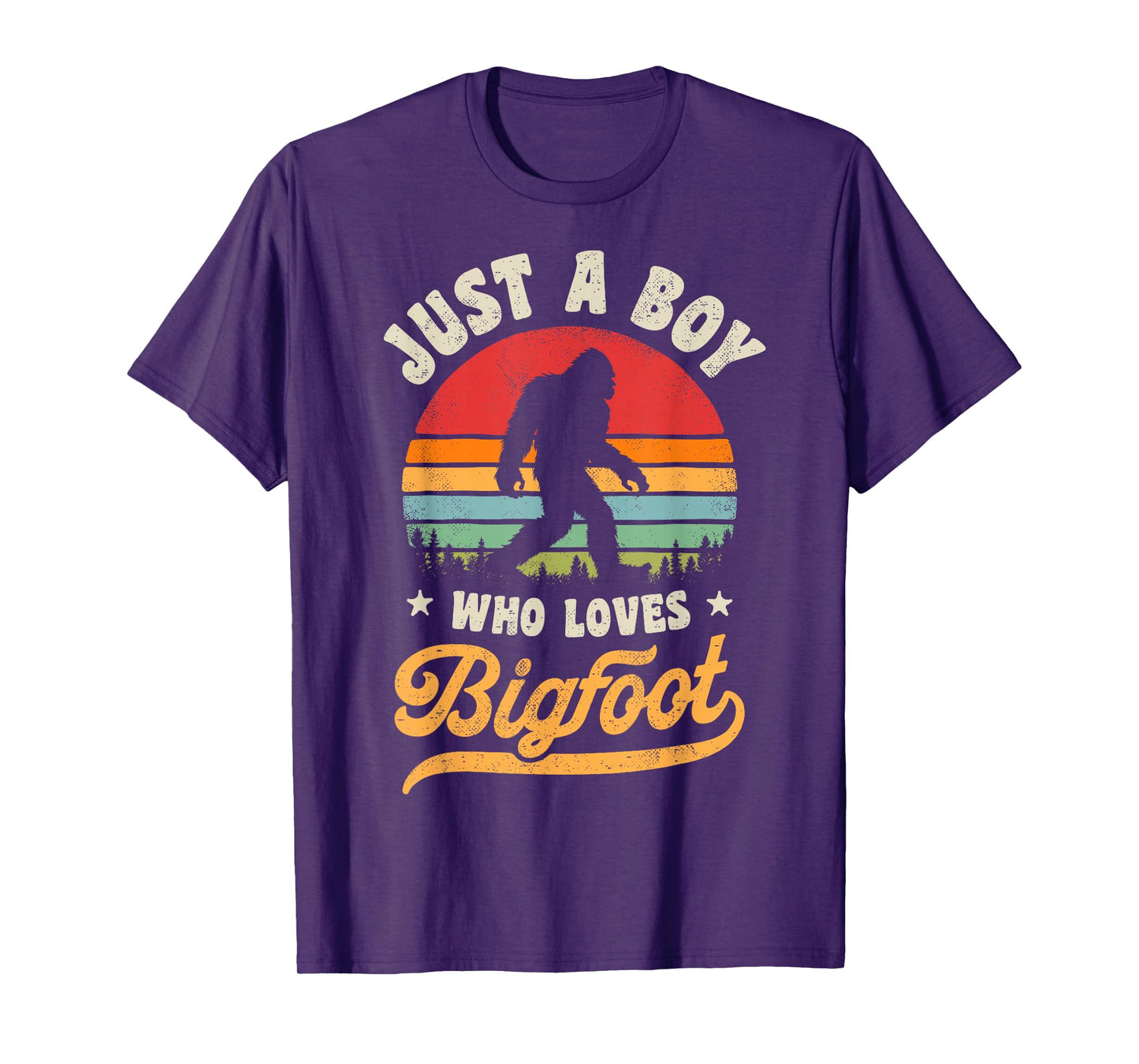 Bigfoot Just A Boy Who Loves Sasquatch Funny Retro Vintage T-Shirt