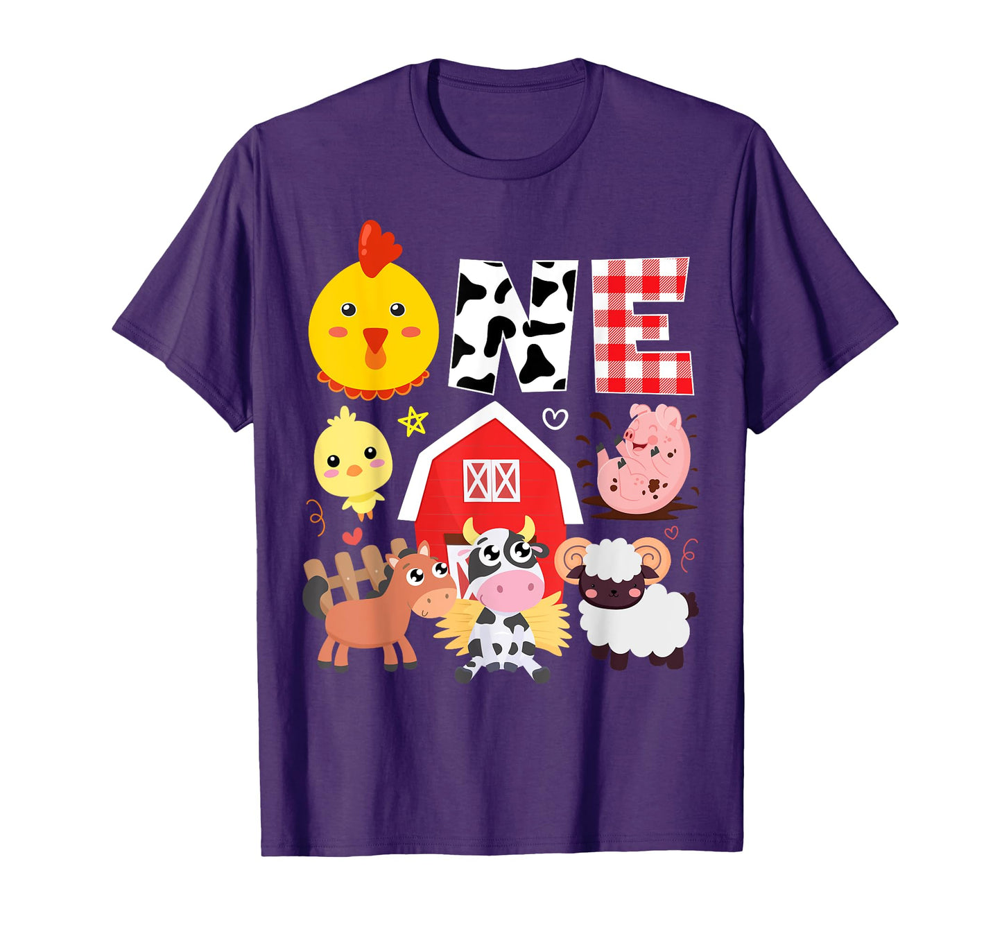 1st Birthday One Year Old Farm Theme Animals Birthday Party T-Shirt