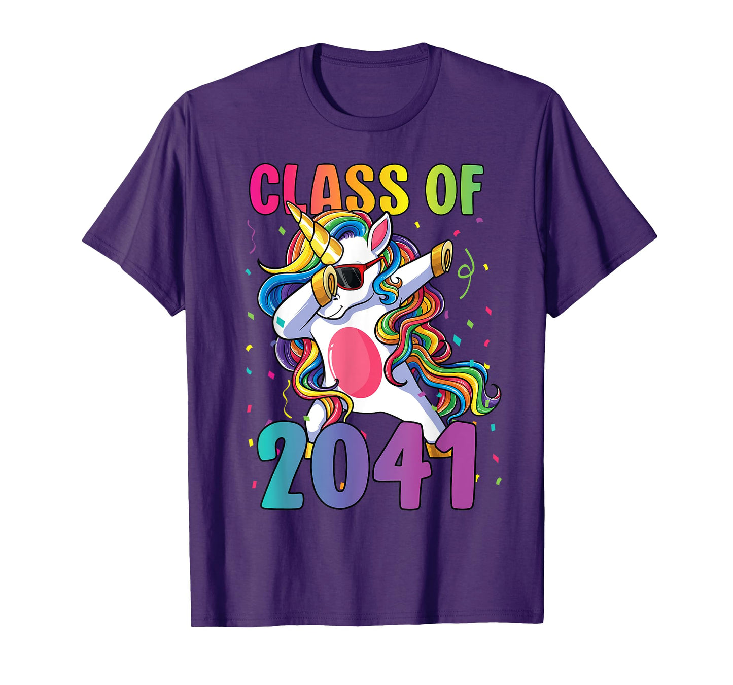 Class of 2041 Shirt Girls Dabbing Unicorn Grow With Me T-Shirt