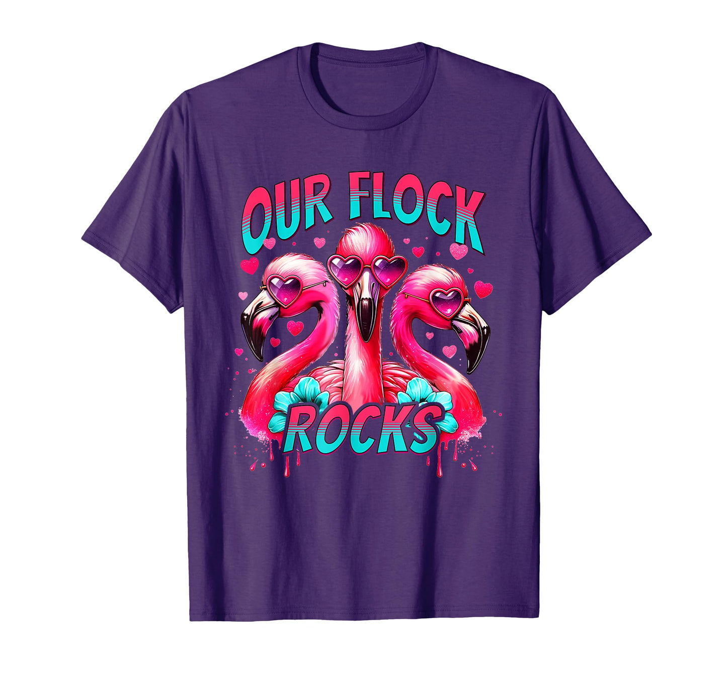 Our Flock Rocks Flamingo Matching Family Vacation T-Shirt