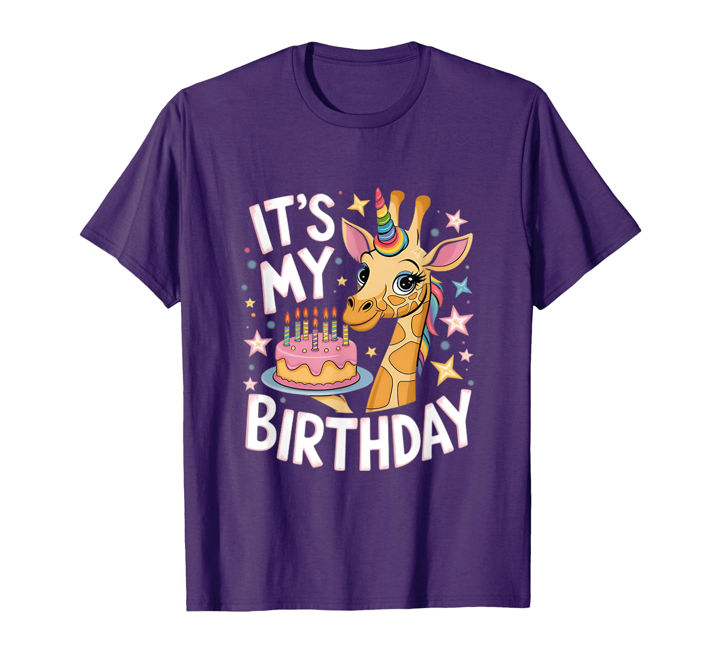 It's My Birthday Cute Giraffe Unicorn Kids Girls Birthday T-Shirt